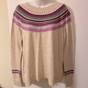A New Day Purple/Cream/Grey Winter Themed Sweater